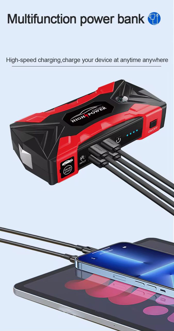 Portable Car Jump Starter for car and all vehicle types.